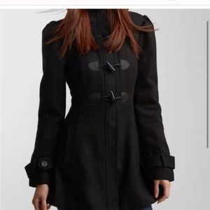Aeropostale black hooded peplum coat M